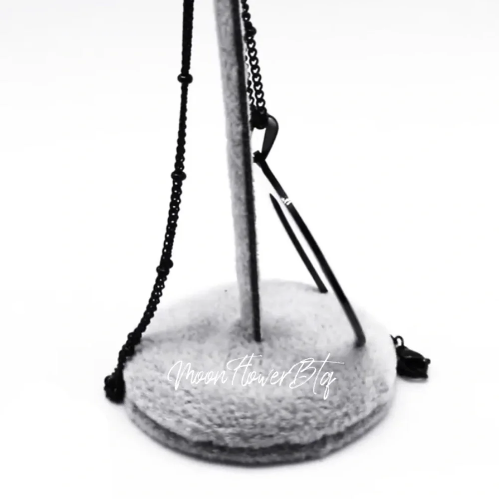 Large Black Goth Moon Pendant Necklace - Picture 6 of 7